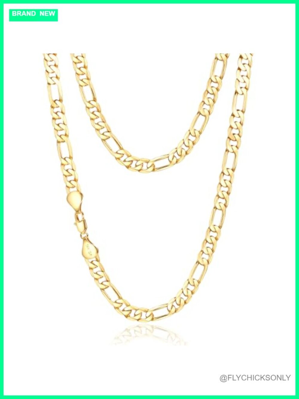 14K Gold Figaro Link Chain Necklace Unisex Jewelry